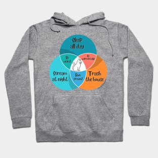 Venn Diagram Cats Sleep all day Trash the house Scream at night Hoodie